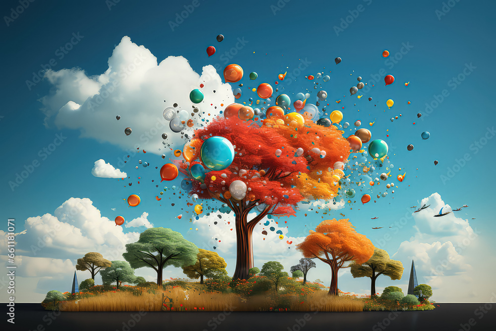 Poster a dialogue bubble with symbols representing effective communication, emphasizing the importance of c