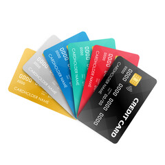 Set of Credit or Debit Card. Vector Illustration Isolated on White Background. 