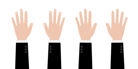 Hand Raising. Hand up. Vote Hand. Vector Illustration Isolated on White Background.