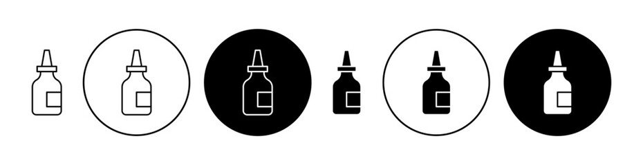 Nasal spray bottle symbol set. Pharmacy spray icon for ui designs.