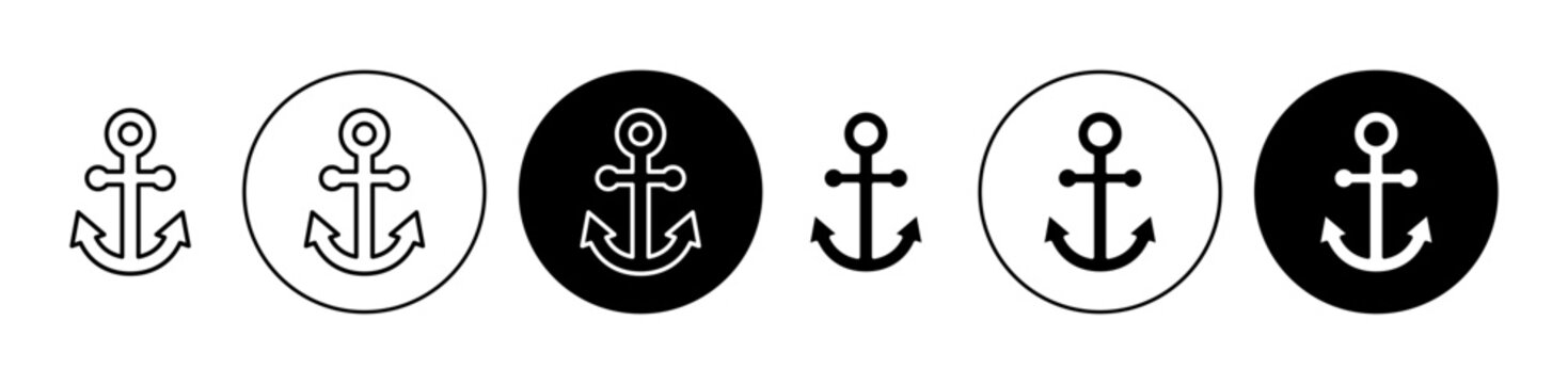 Anchor symbol set. Marine boat sea anchor icon for ui designs.