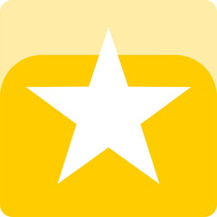 Golden Yellow Star in Soft Square Icon Quality Review Symbol with 3D Style Shiny Effect. Vector Image.