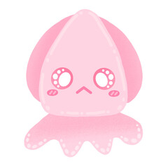 Cute Squid Mascot Character Kawaii Cartoon illustration Pink Squid Cute Squid Cute Element Cute Sticker Squid Sticker Cute Animal
