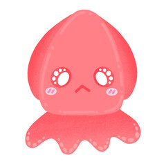 Cute Squid Mascot Character Kawaii Cartoon illustration Red Squid Cute Squid Cute Element Cute Sticker Squid Sticker Cute Animal