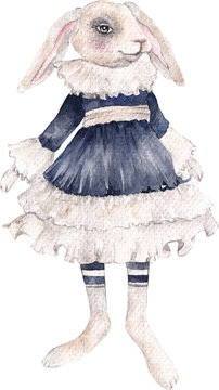 recommend clip art: Watercolor Fairy tale cute animals. Vintage cat, rabbit, goose, isolated om transparent background. PNG files