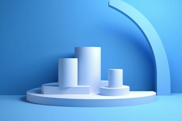 3D podium on blue background for displaying products. Generative AI