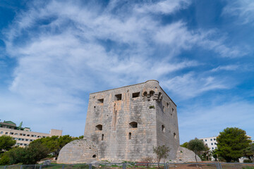 Fototapeta na wymiar Torre del Rey watchtower Oropesa del Mar Costa del Azahar, Spain between Benicassim and Marina D`or