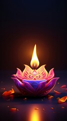 Happy Diwali - festival of lights colorful banner template design with decorative diya lamp, generative ai