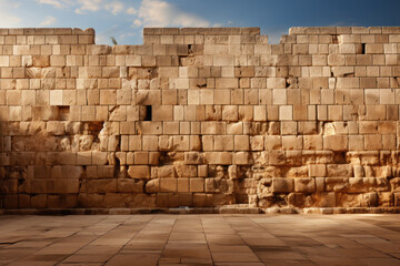 An artist's interpretation of the Western Wall in Jerusalem, a sacred site for Jewish prayer and...