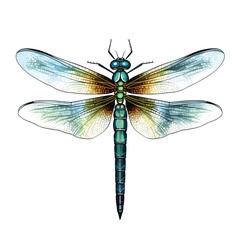Hand Drawn Flat Color Dragonfly Illustration
