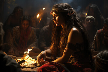 A disturbing artwork representing the Spanish missions in the Americas, exposing the forced conversion and exploitation of indigenous populations. Generative Ai.