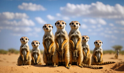 A family of meerkats - obrazy, fototapety, plakaty
