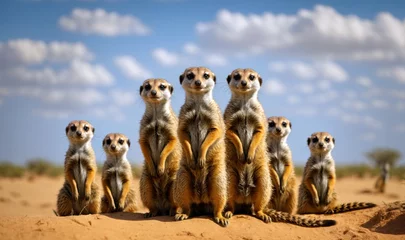 Deurstickers A family of meerkats © ldelfoto
