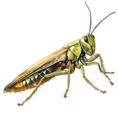 Hand Drawn Flat Color Grasshopper Illustration
