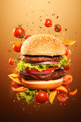 Burger with neutral background