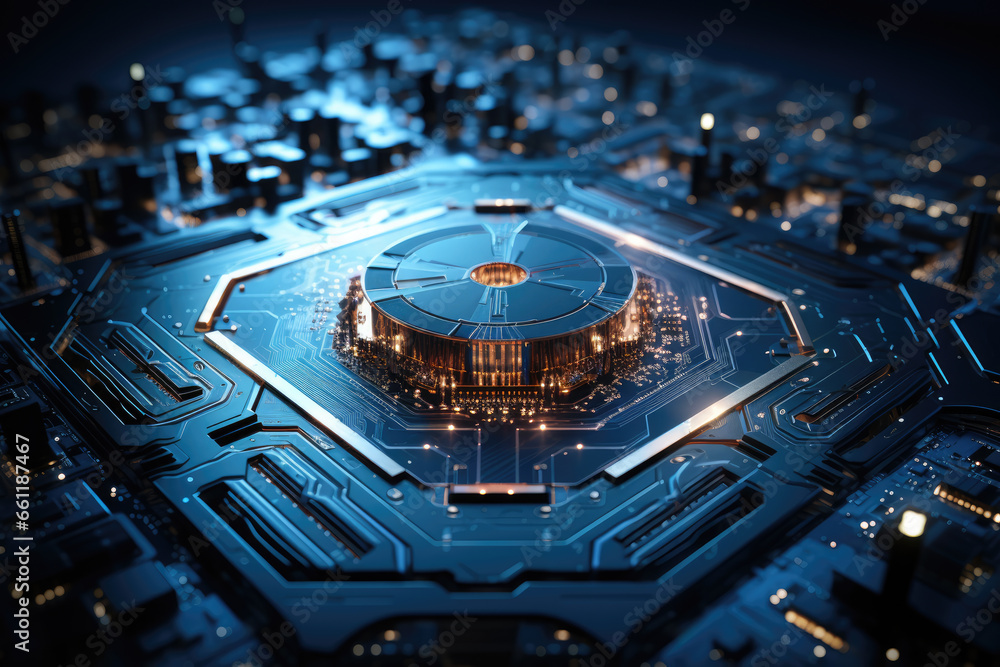 Poster an ultra-fast and secure quantum communication network, safeguarding data from cyber threats. genera