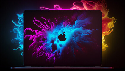 latest laptop technology Neon colors background wallpaper