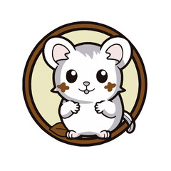 Minimalist Kawaii Mountain Pygmy Possum Sticker on White Background - Cute Japanese Wildlife Vector Illustration