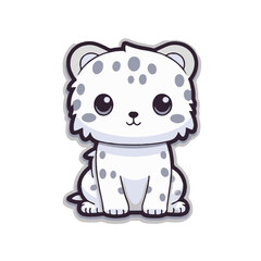 Kawaii Snow Leopard Sticker - Minimalist Japanese Wildlife Vector
