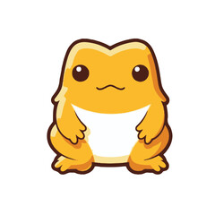 Minimalist Kawaii Golden Toad Sticker on White Background - Cute Japanese Amphibian Vector Illustration
