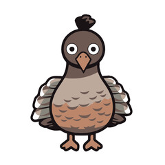 Minimalist Kawaii Western Capercaillie Sticker on White Background - Cute Japanese Bird Vector Illustration