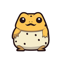 Minimalist Kawaii Wyoming Toad Sticker on White Background - Cute Japanese Amphibian Vector Illustration