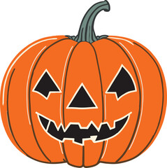 Cute Halloween Pumpkin Jack-O-Lantern Illustration Vector