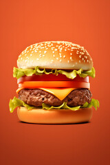 Burger with neutral background