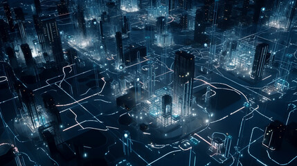 Digital Metropolis Nightscape, generative ai