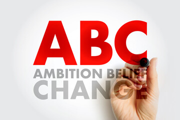 ABC - Ambition Belief Change acronym, business concept background
