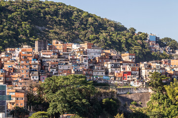 Fototapeta premium houses on Cantagalo Hill in Rio de Janeiro.