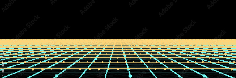 Aufkleber Perspective grid background. Network connection structure. Abstract wireframe landscape. Abstract mesh background. Vector illustration.