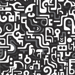 Abstract pattern, background, grayscale, black and white, geometric and organic. Vector art illustration design.