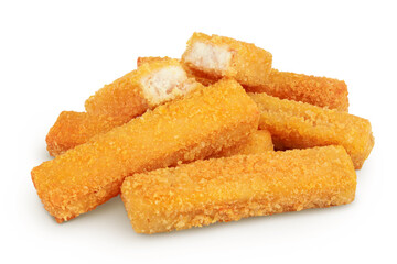 Fish finger or stick isolated on white background with full depth of field