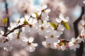 Close up Flowering cherry tree in spring,