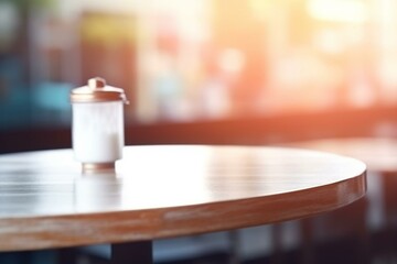 Closeup cafe table with blur background, perfect for presenting coffee or product. Generative AI