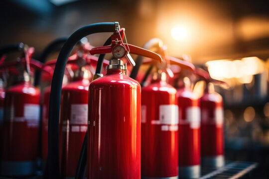 Group of tank of fire extinguishers, Emergency equipment when fire. 