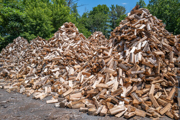 Piles of split firewood