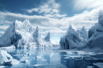 Fototapeta na wymiar 3D-rendered icy Antarctic winter scenery. Generative AI