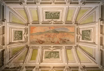 Foto op Plexiglas NAPLES, ITALY - APRIL 21, 2023: The ceiling fresco of landscape of Napoli with the stories of Salomon in the Certosa di San Martino by unknown manierist. © Renáta Sedmáková