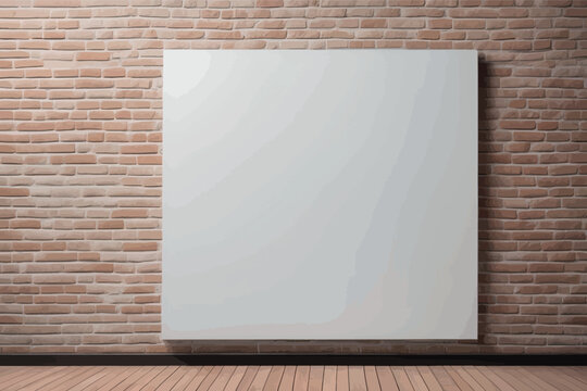 blank modern poster on a wall. 3d rendering blank modern poster on a wall. 3d rendering blank white poster in front of brick wall.