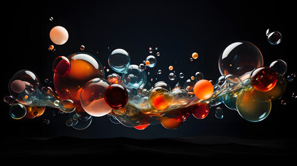conceptual wallpaper of many colored bubbles floating