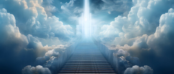 stairs that go to heaven in the kingdom of god - obrazy, fototapety, plakaty