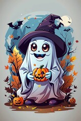 Illustration of a cute Halloween ghost