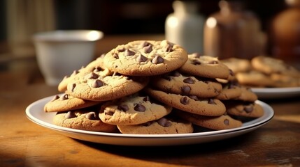 chocolate chip cookies on a plate - Powered by Adobe