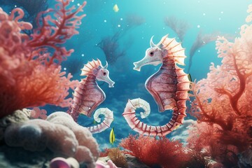 coral reef in aquarium, Generative AI