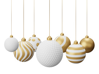 Golden Golf Hanging Christmas Balls