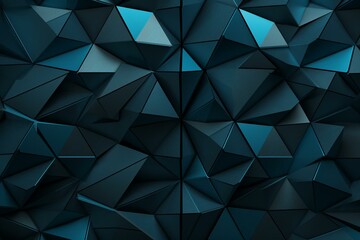 Abstract geometric pattern with black triangles arranged in a random, shifted, and rotated manner as a background wallpaper. Generative AI - obrazy, fototapety, plakaty