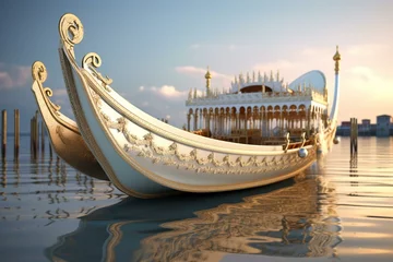 Deurstickers 3D illustration of a white gondola boat. Generative AI © Brian