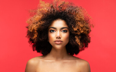 Young elegant african american woman with afro hair.